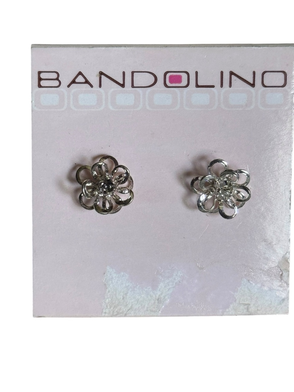 Bandolino Silver Floral Loop Stud Earrings